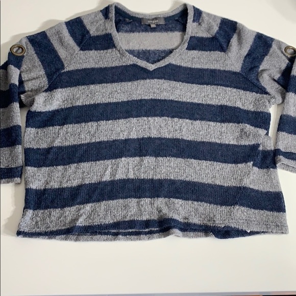 Umgee loose knit grommet sleeve sweater stripe women’s small - Picture 3 of 7